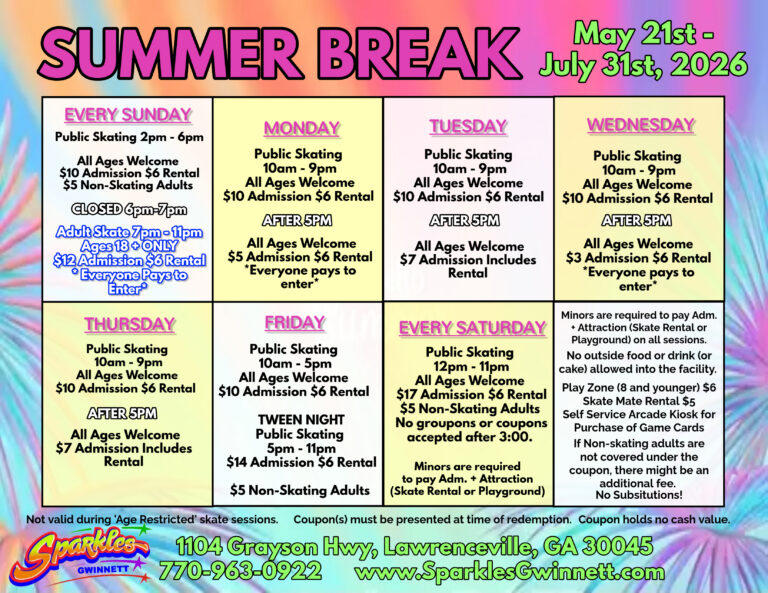 Summer Break Schedule